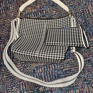 Rothy’s Mini Bucket Bag - Black and Ivory Grid